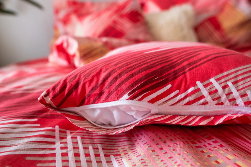 3 részes pamut lepedő Red righe 200x140cm+90x70cm TiaHome