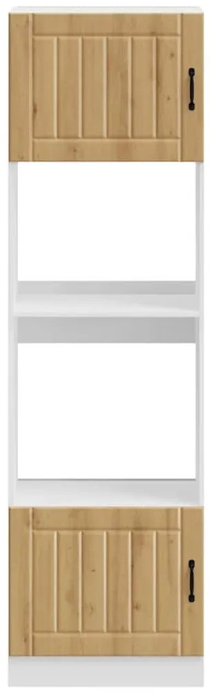 Lucca 2 db kézműves tölgy színű szerelt fa sütőszekrények