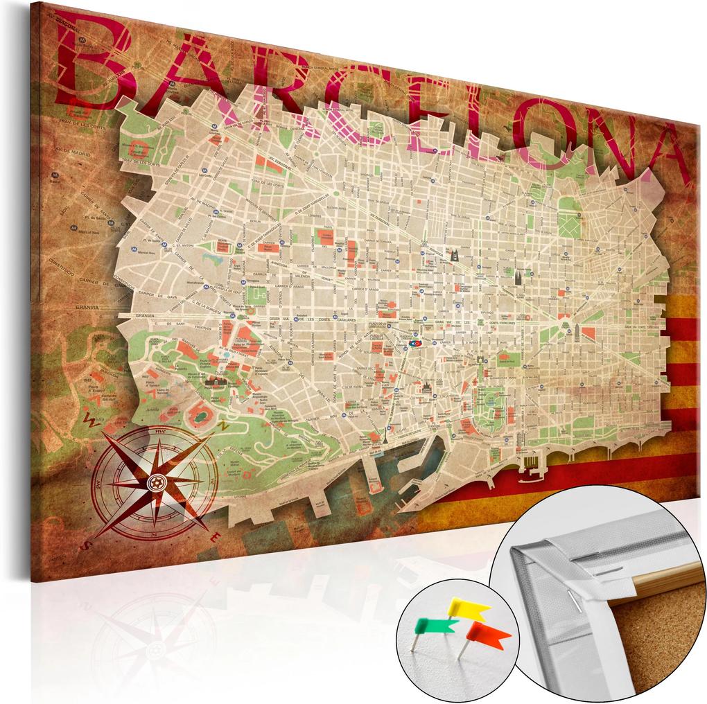 Kép parafán - Map of Barcelona [Cork Map]