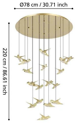 Eglo 390398 - LED Dimmelhető csillár zsinóron PARATEBUENO 17xLED/3W/230V arany