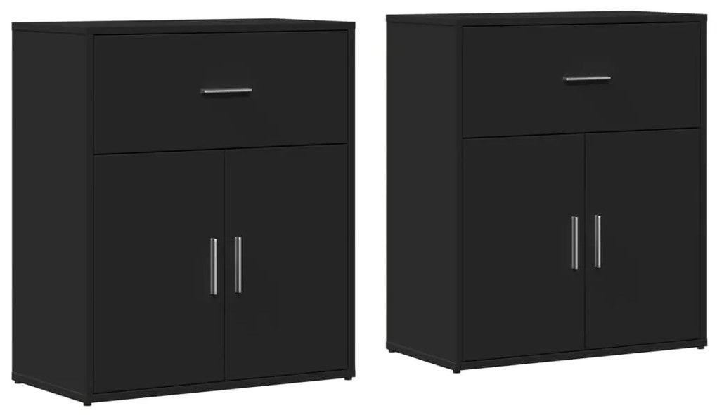 vidaXL 2 db fekete szerelt fa tálalószekrény 60 x 31 x 70 cm