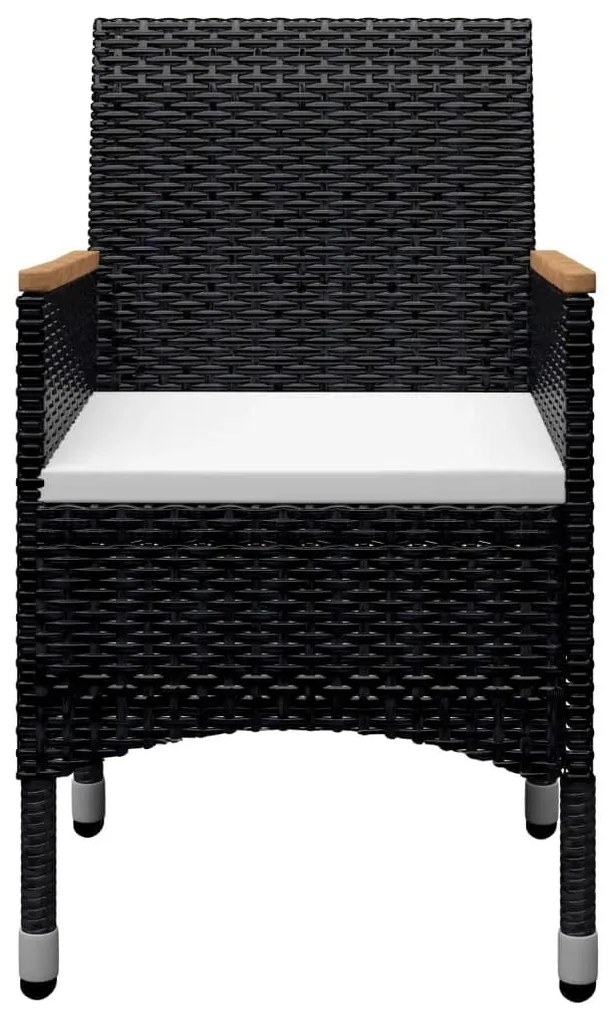 9 részes fekete polyrattan és edzett üveg kerti étkezőszett