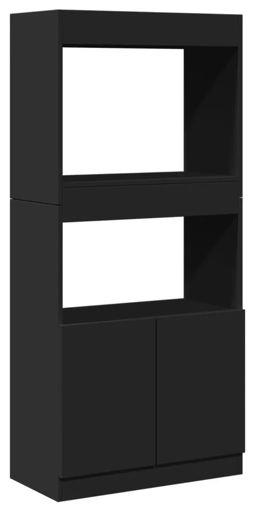 fekete szerelt fa magasszekrény 63 x 33 x 140 cm