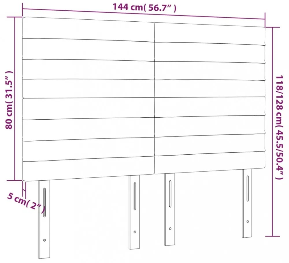 világosszürke szövet LED-es fejtámla 144x5x118/128 cm