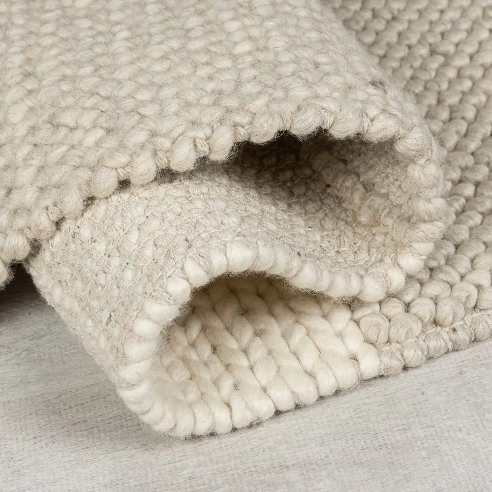 Bézs kézi szövésű gyapjúkeverék szőnyeg 80x150 cm Minerals Patchwork – Flair Rugs