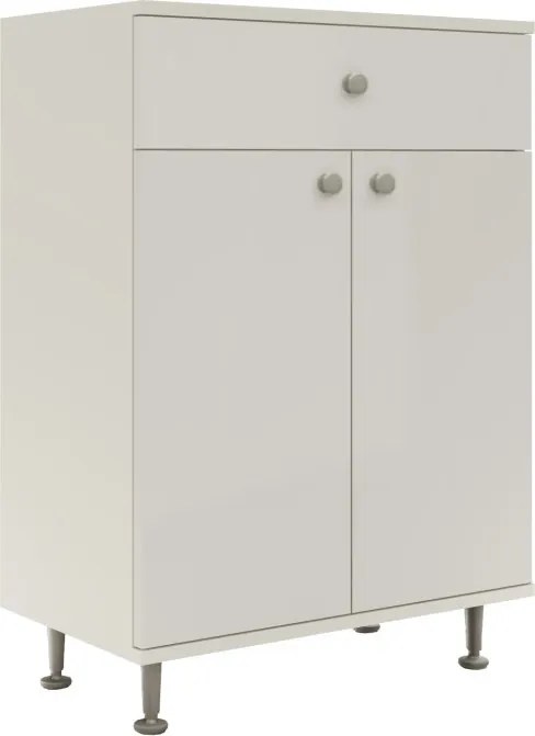 Zaria 2 ajtós, 1 fiókos fürdőszobai szekrény, Fényes fehér / Fehér, MDF, 60 x 35 x 85 cm