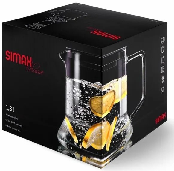 Simax Üveg teáskanna rozsdamentes acél szűrővel Look 1,8 l