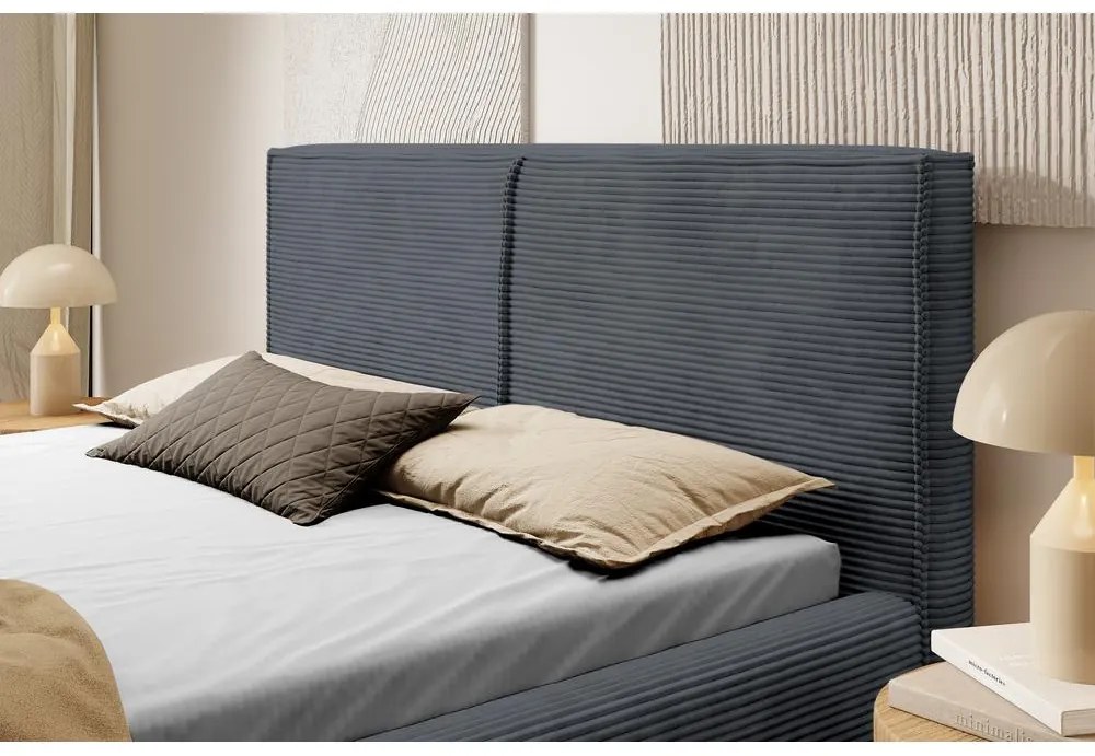 Franciaágy 140 cm Fatime (ágyráccsal) (tárolóhellyel) (szürke + fekete) . 1099181