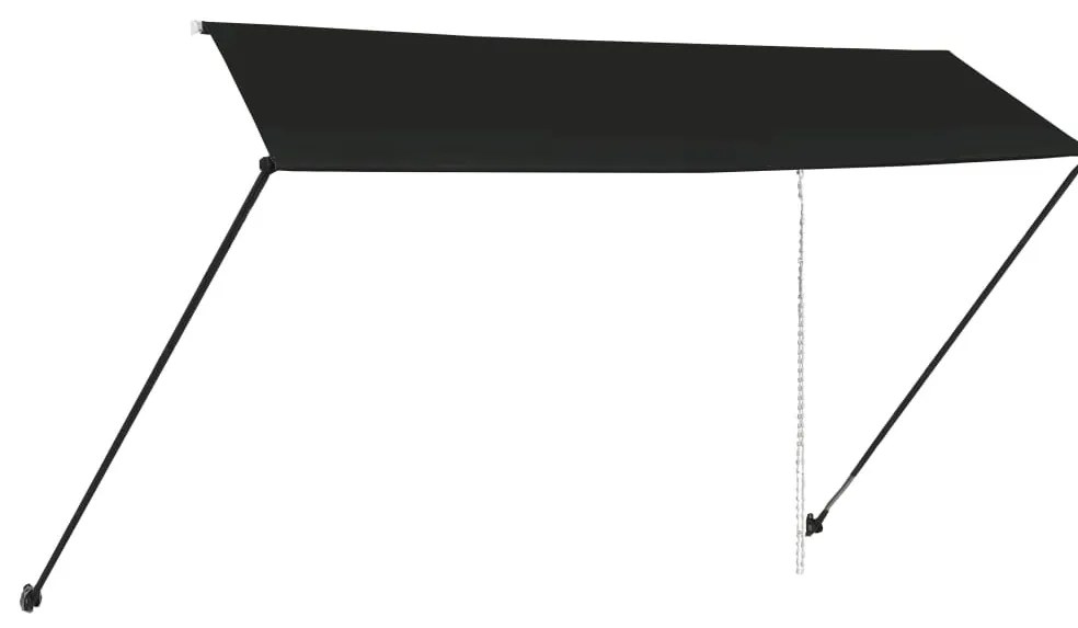 Feltekerhető antracitszürke napellenző LED-del 350 x 150 cm