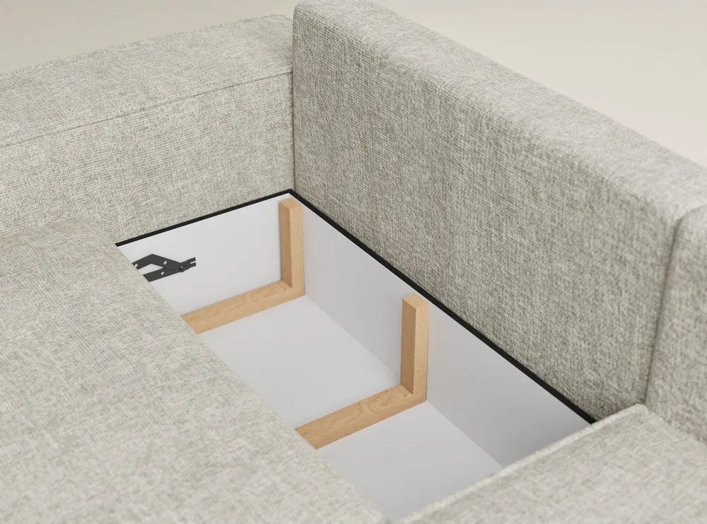 Bézs zsenília kinyitható-tárolóhelyes sarokkanapé (jobb oldali-L alakú) Tonga – Maison de Rêve