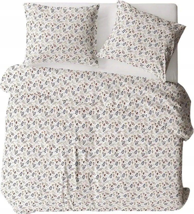 Flanel ágyneműhuzat 140x200 614N fehér bézs többszínű virágok Flanel Ko
