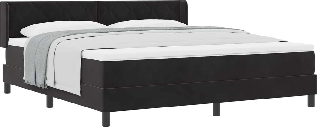 vidaXL Boxrugós ágy matracmal Fekete 200 x 180 cm Poliészter