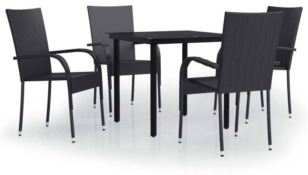 vidaXL 5 részes fekete kültéri étkezőgarnitúra