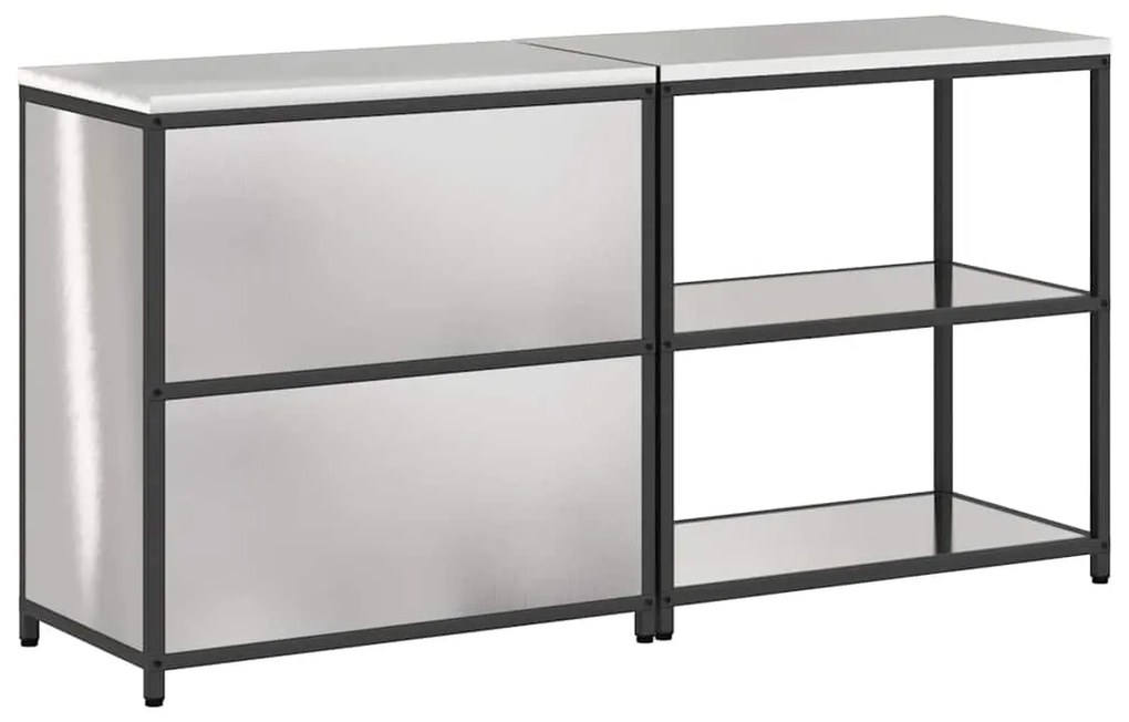 Konyhai Tároló Készlet polcokkal 2 pcs Ezüst 180 x 50 x 92 cm