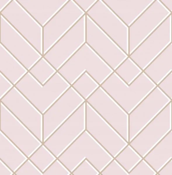 Púderrózsaszín geometrikus art deco tapéta GB106156