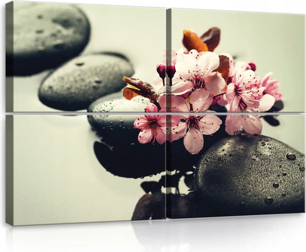Vászonkép 120x80 Nyugalom harmónia zen meditáció természet virágok kövek víz