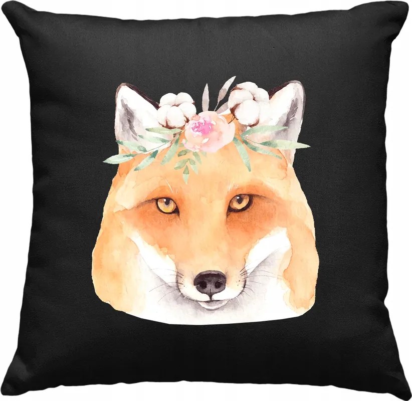 Róka párna Róka Virágok Kedves 1 Fekete