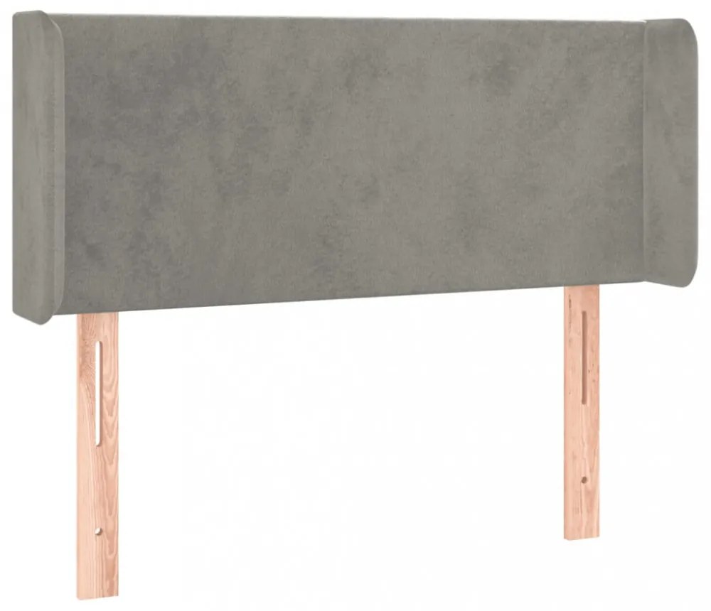 világosszürke bársony LED-es fejtámla 103 x 16 x 78/88 cm