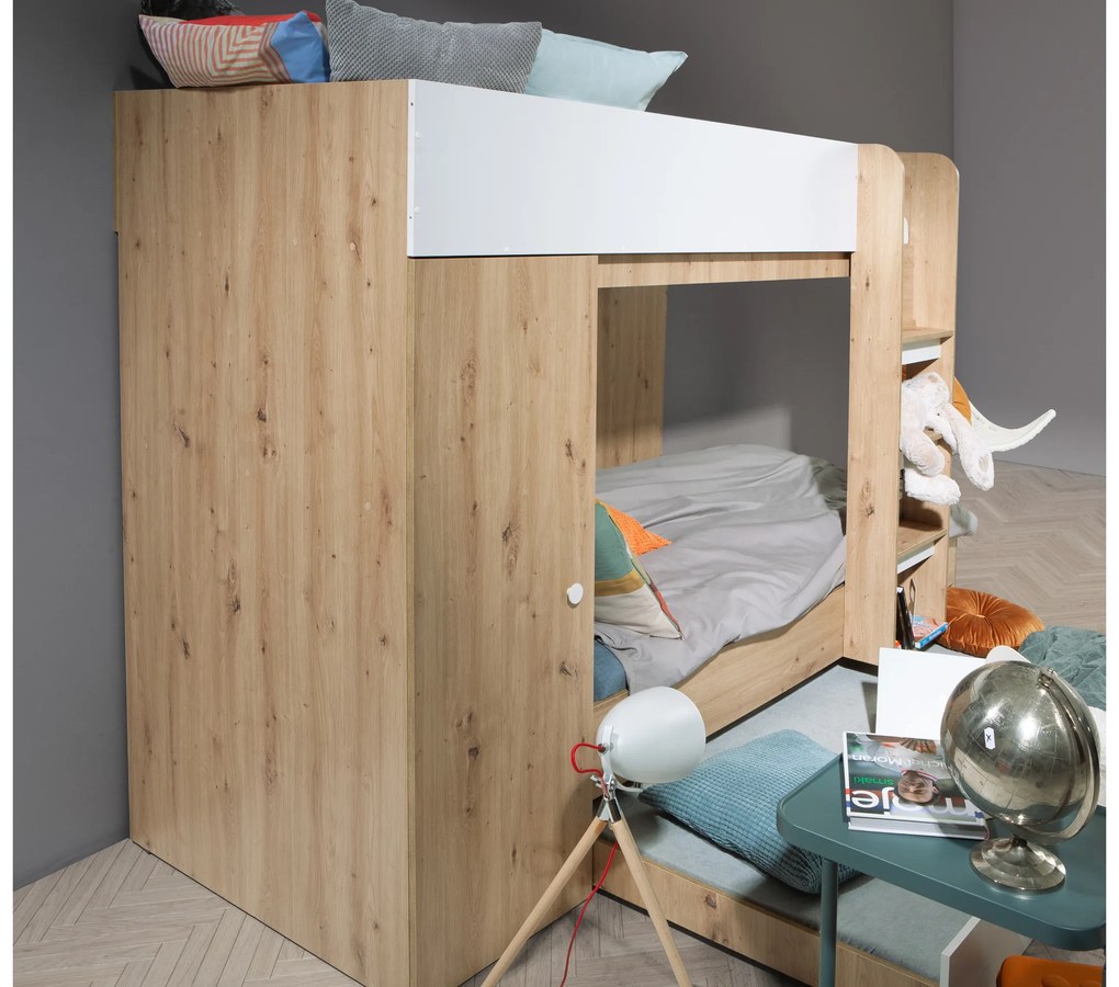 Kombinált gyerekágy 90 cm Sami 2 (artisan tölgy + matt fekete + fehér fogantyúk). 1085814