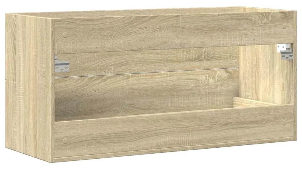 sonoma-tölgy színű szerelt fa mosdószekrény 100 x 38,5 x 48 cm