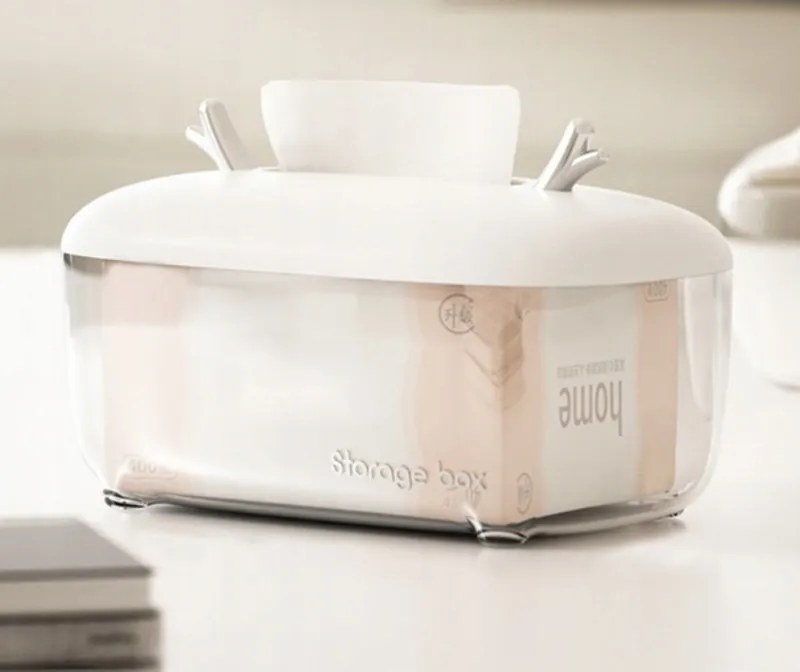 Díszes zsebkendőtartó doboz szervező, fehér színű CB31