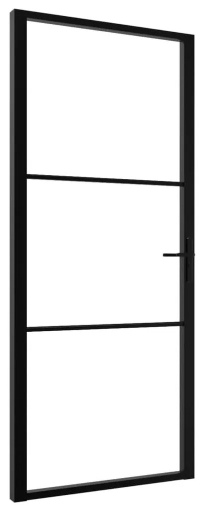 Fekete ESG üveg és alumínium beltéri ajtó 102,5 x 201,5 cm