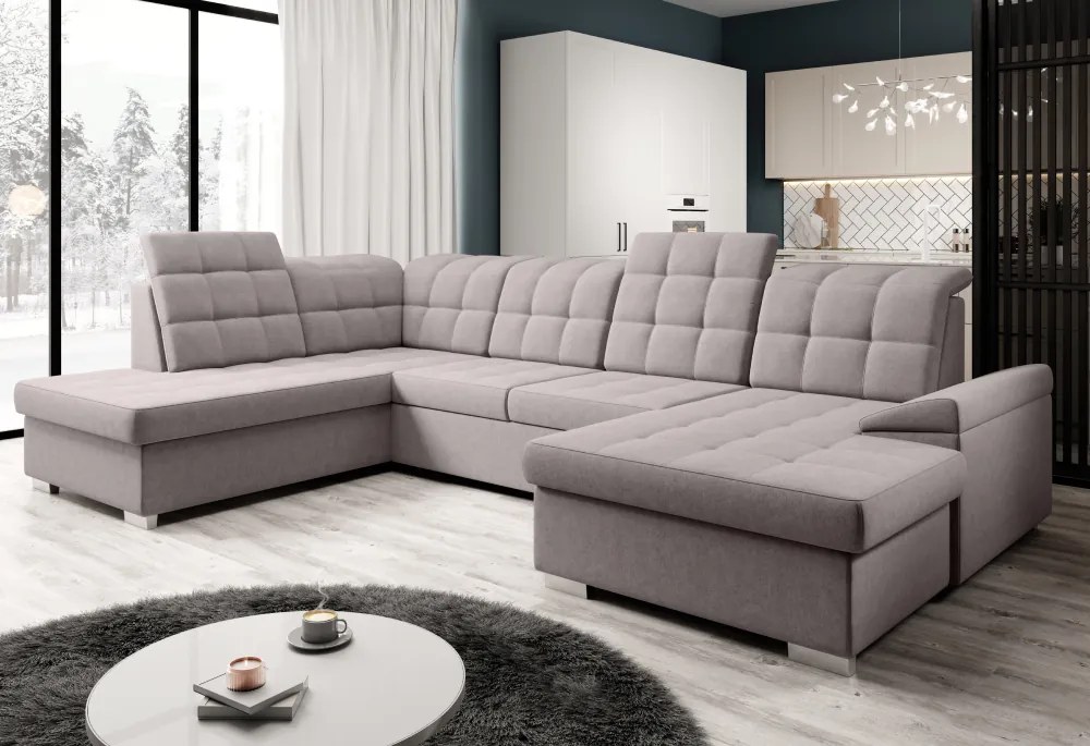 Kinyitható ülőgarnitúra, szürkésbézs Taupe, balos, OREO U