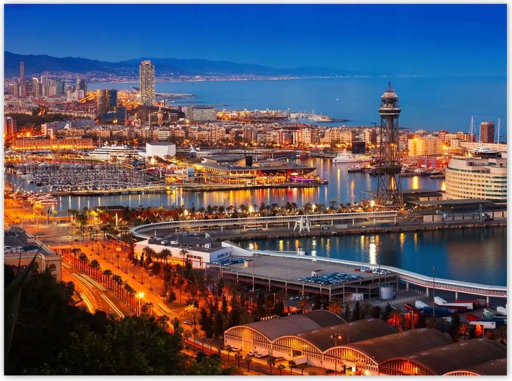 Poszterek 135x100 Barcelona Éjszakai tájkép