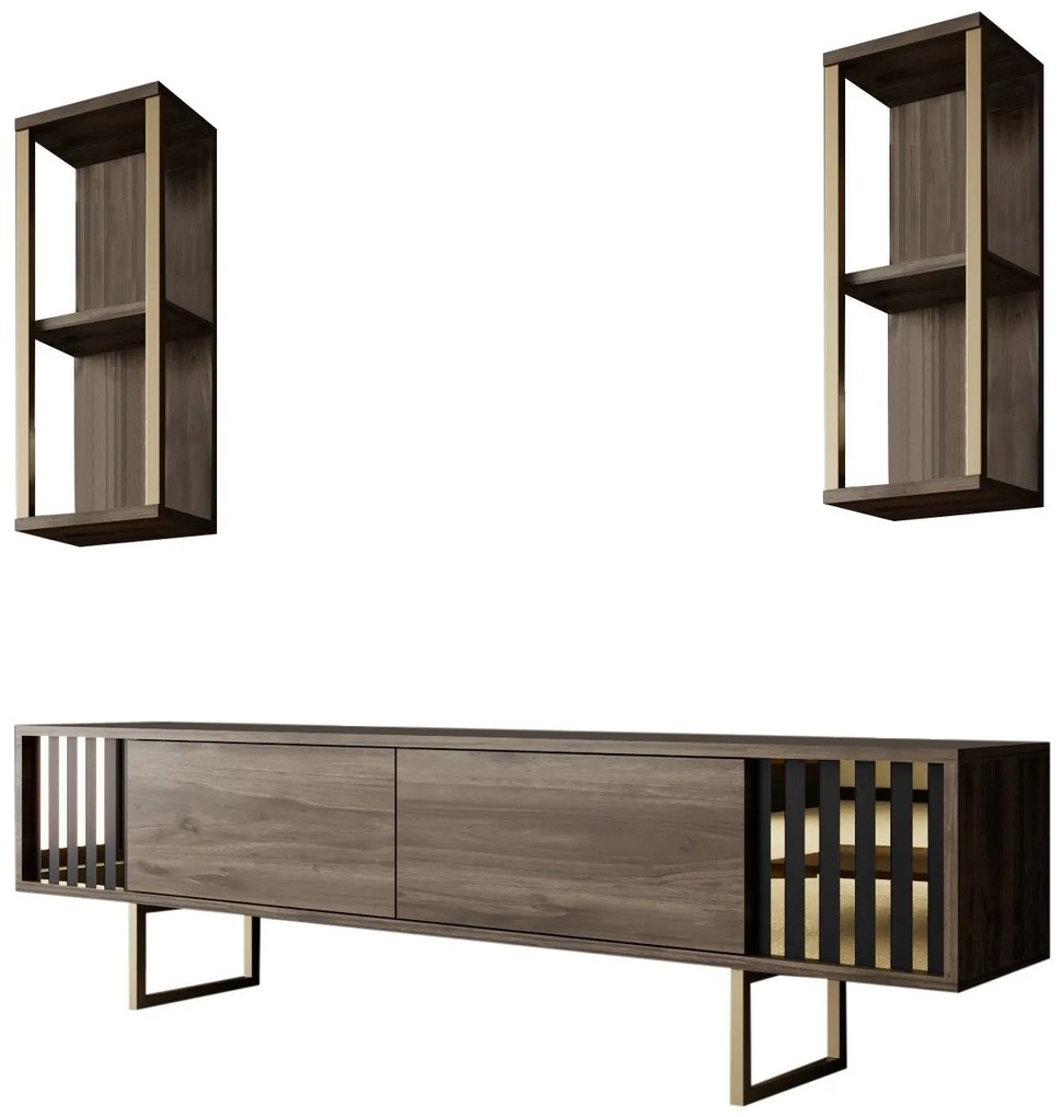 TV szekrény Gold Line - Walnut, Black