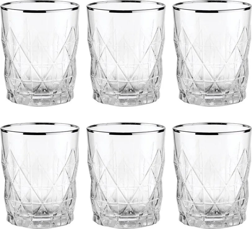 UPSCALE vizes pohár ezüst szegéllyel 345 ml, 6 db-os készlet