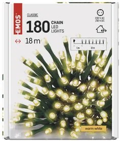LED karácsonyi fényfüzér, 18 m, kültéri és beltéri, meleg fehér, időzítő