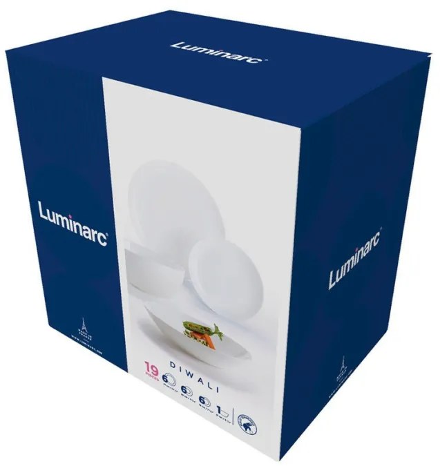 Luminarc DIWALI üveg étkészlet 19 részes 6 személyes fehér