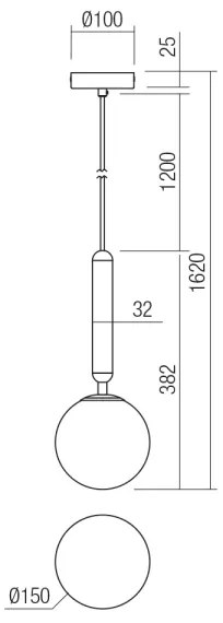 Redo 01-3130 - Csillár zsinóron HAIKU 1xE14/28W/230V átm. 15 cm réz