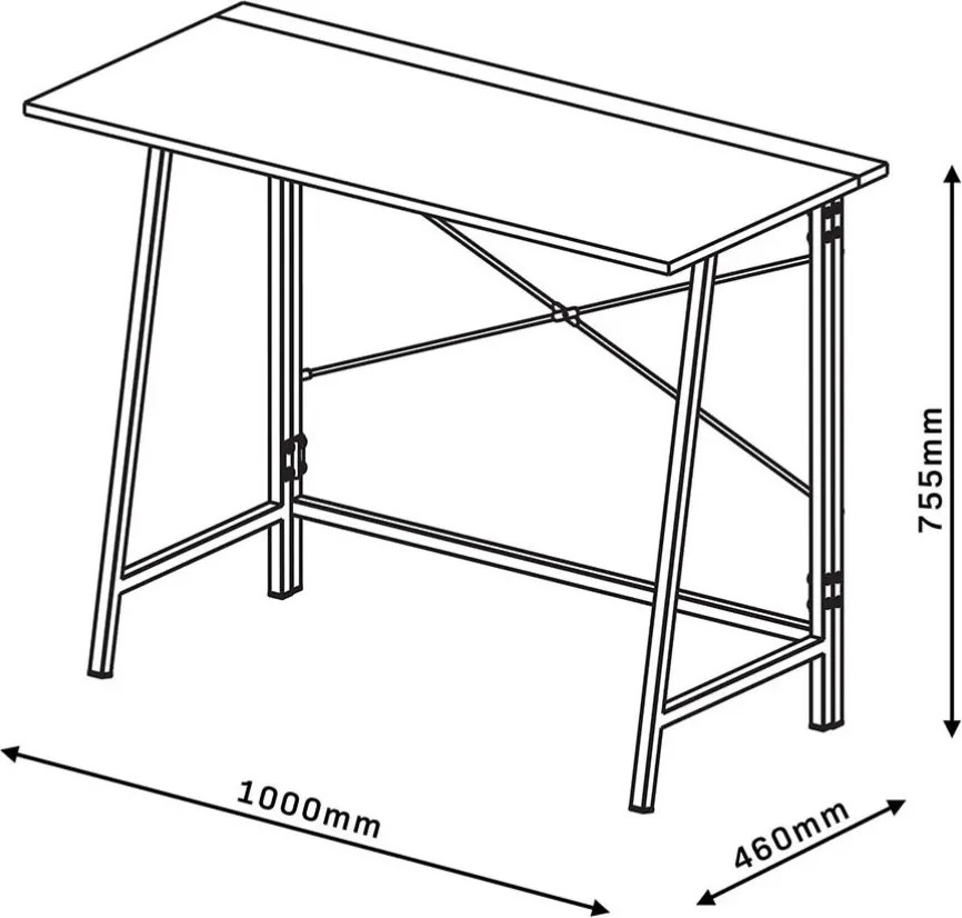 Összecsukható íróasztal / számítógépasztal 100×46 cm, masszív fém vázzal, fekete–aranytölgy – Intenso Home