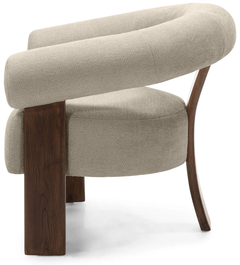 Bézs design fotel KOKEI ALIA, dió színű dekor