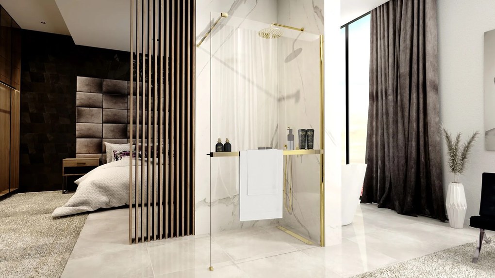 Zuhanyfal Rea Aero Gold N 90 Walk In + EVO