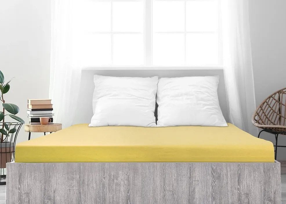 Mako-jersey pamut lepedő LUXORA 180x200 cm világossárga