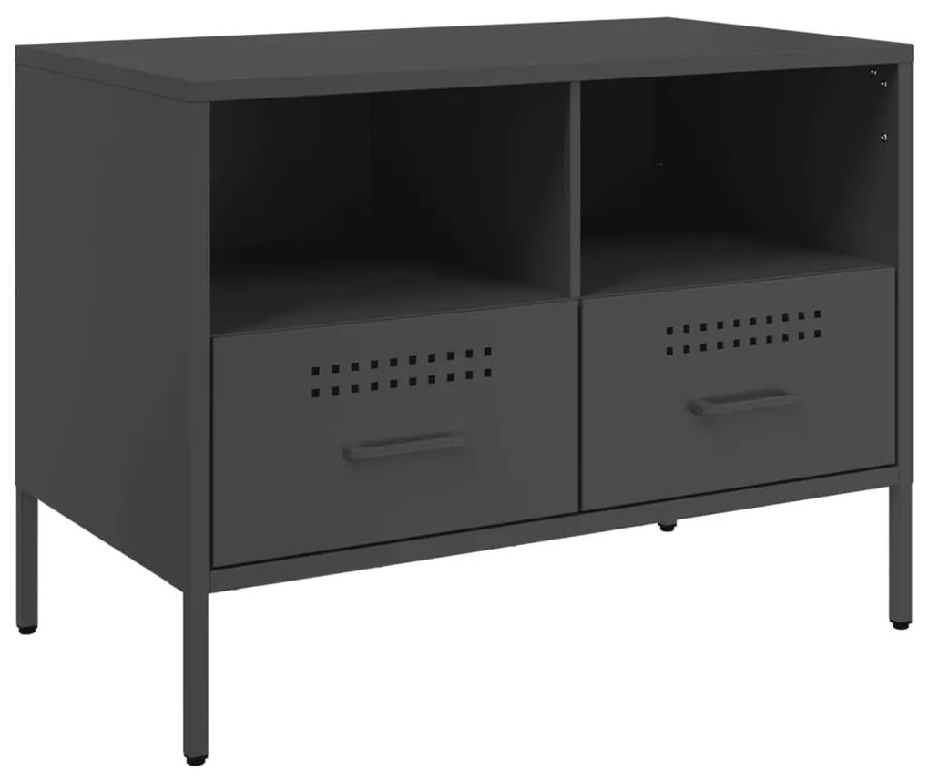 2 db fekete acél TV-szekrény 68 x 39 x 50,5 cm