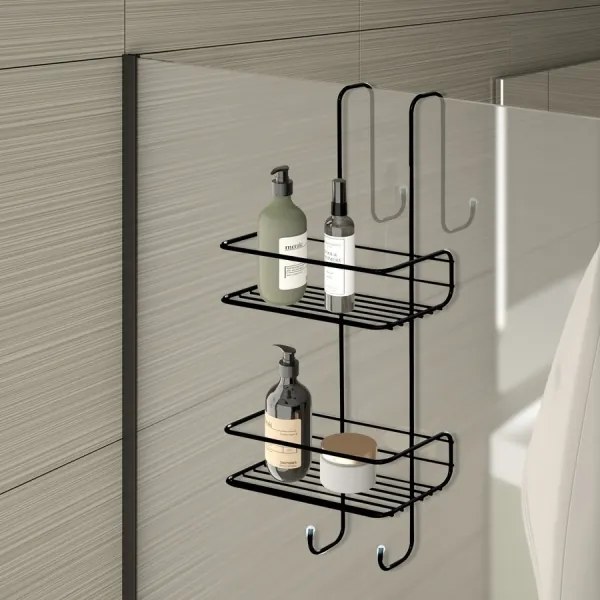 Gedy - Falra szerelhető zuhanypolc CHROM LINE 49x24 cm matt fekete