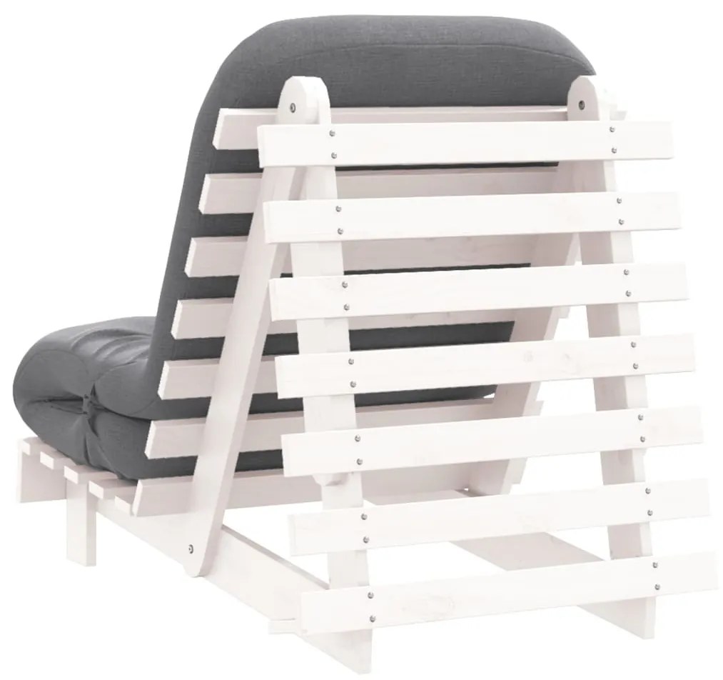 fehér tömör fenyőfa futon kanapéágy matraccal 70 x 206 x 11 cm
