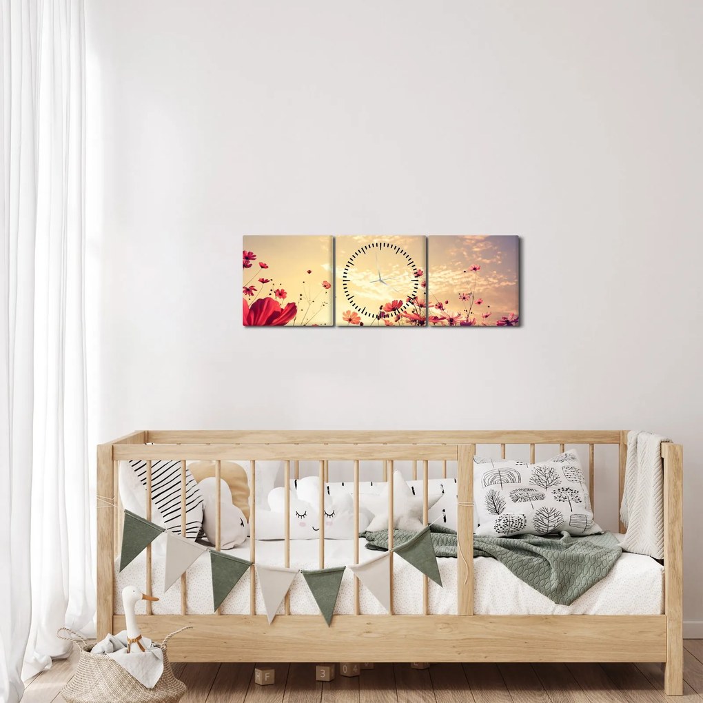 Kép - Rét virágokkal (órával) (90x30 cm)