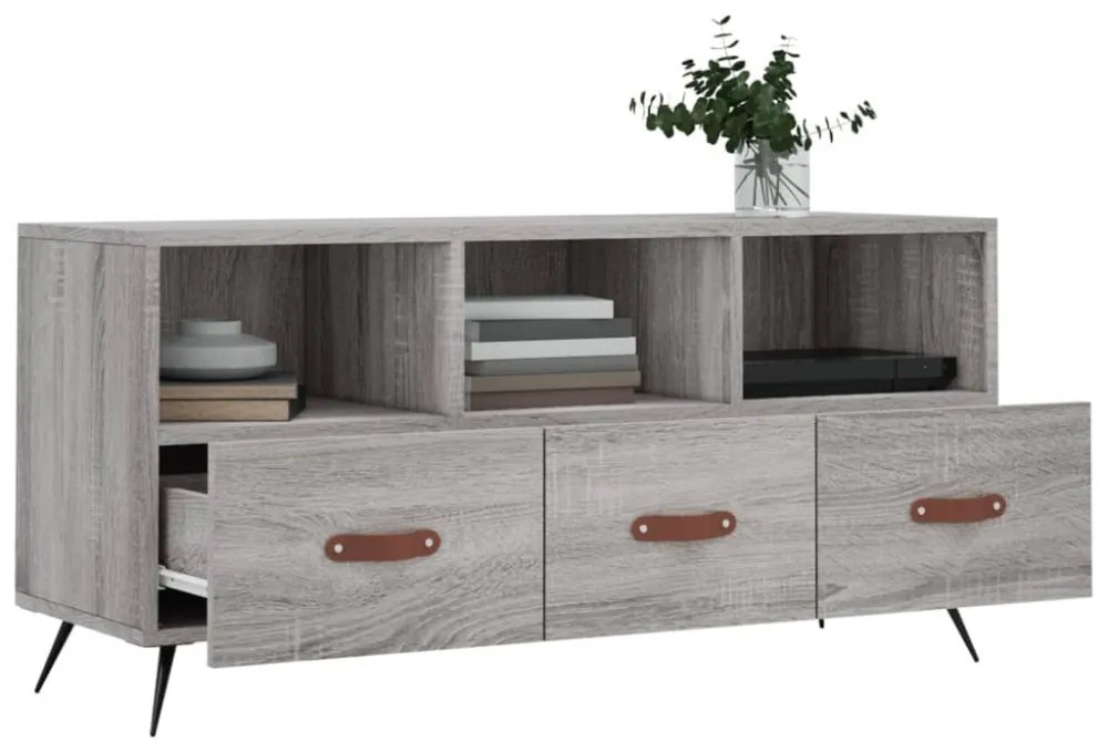 szürke sonoma színű szerelt fa TV-szekrény 102 x 36 x 50 cm