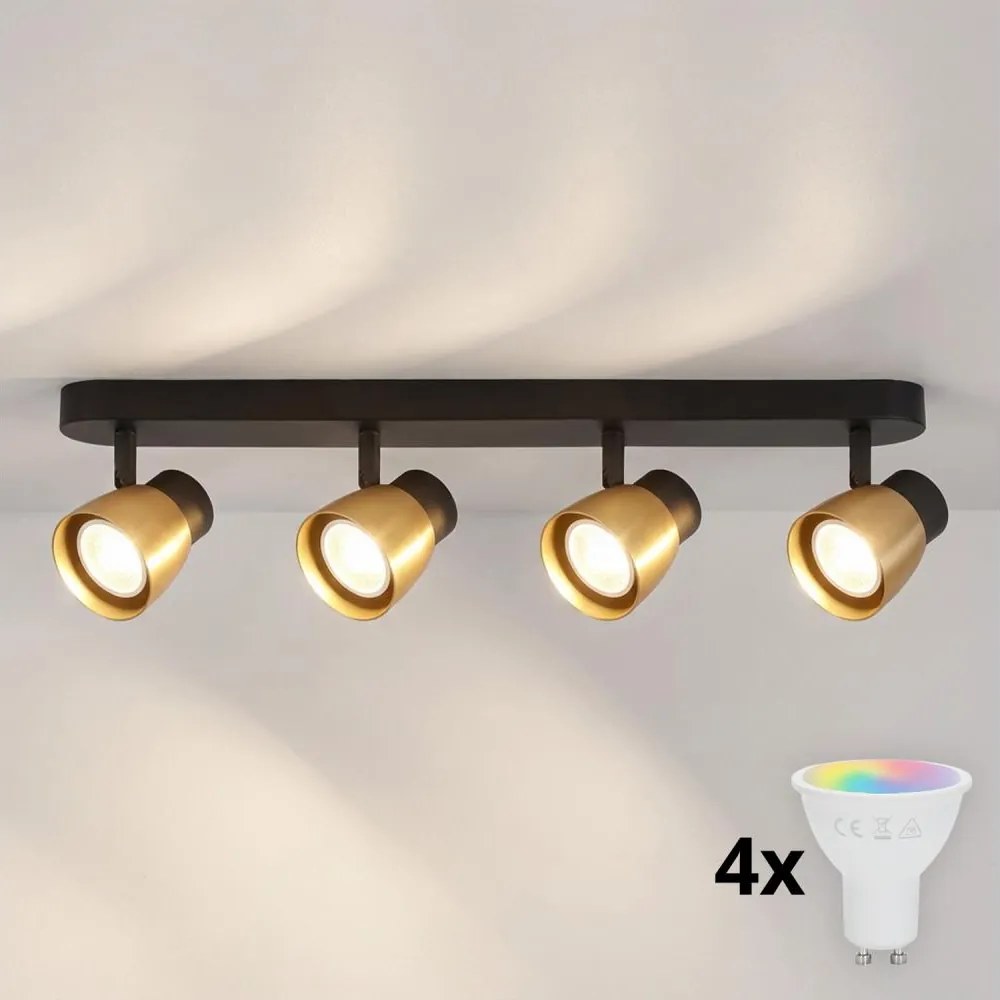 Brilagi - LED RGBW dimmelhető spotlámpa NUGGET 4xGU10/4,8W/230V fekete/arany
