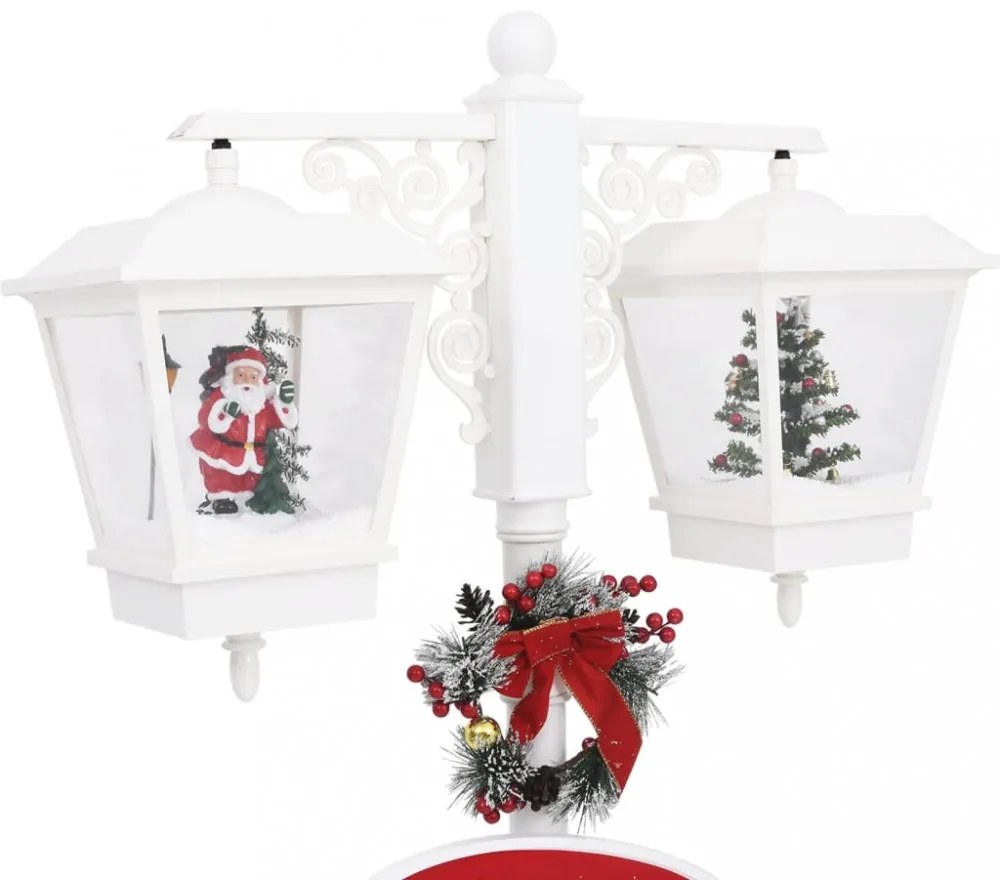 vidaXL piros-fehér PVC karácsonyi utcai lámpa Mikulással 81x40x188 cm