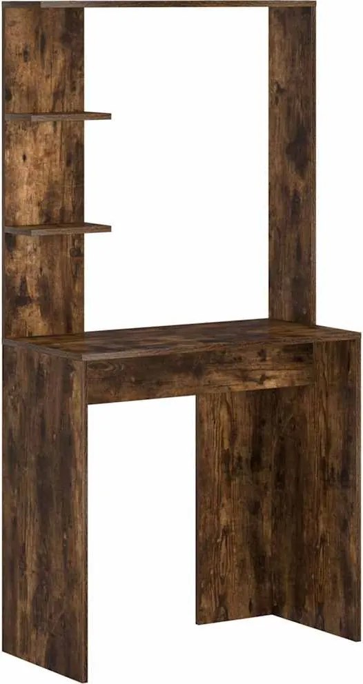 vidaXL Asztal polcokkal Füstölt tölgy 78,5 x 37 x 154,5 cm Faanyag