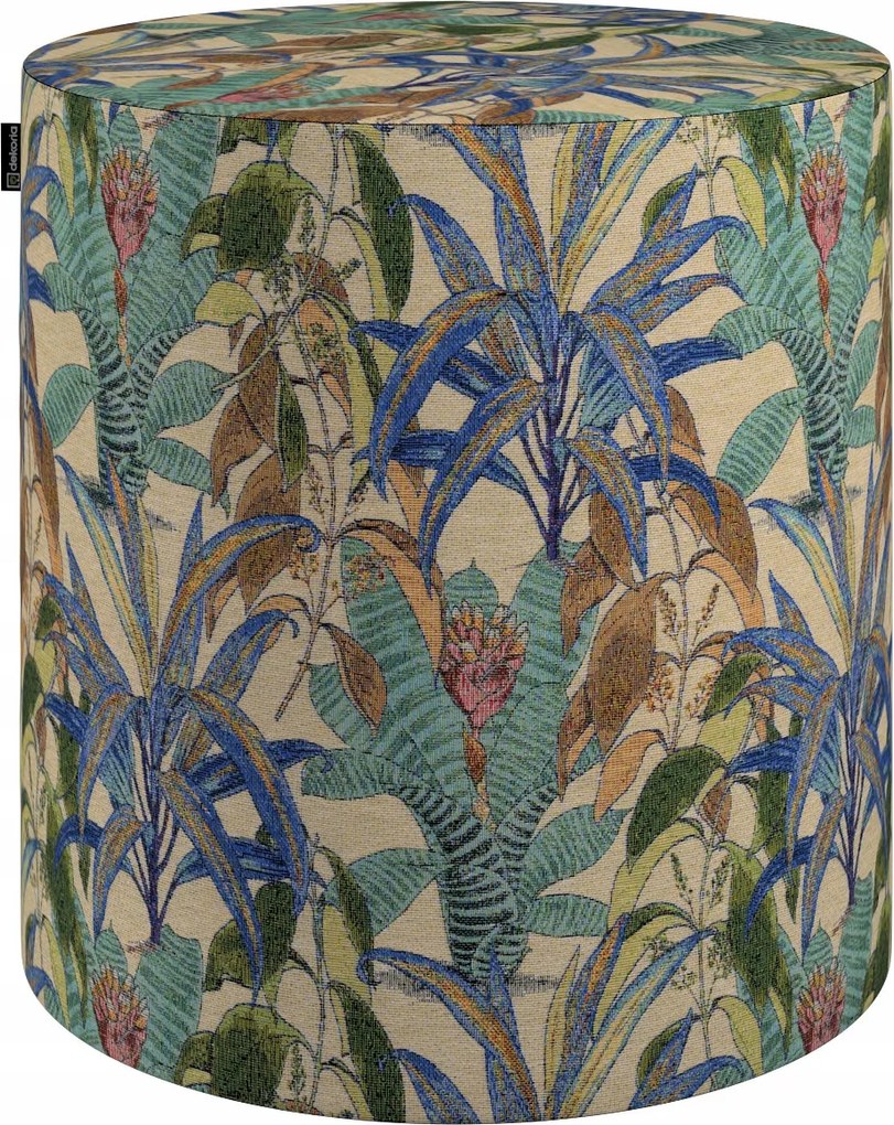 Dekoria Barrel puff zöld-kék növényi motívumok