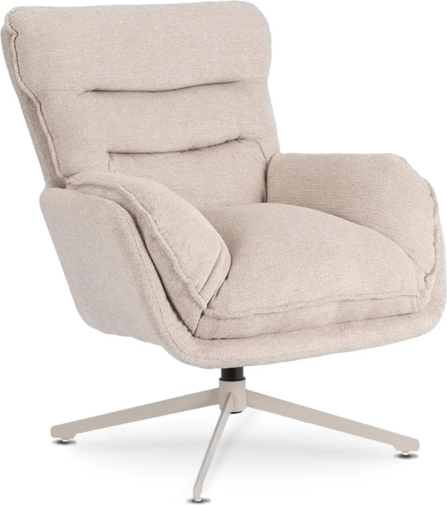 Fotel Wypoczynkowy PASADENA Obrotowy z Podnóżkiem Kremowy