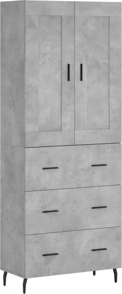 vidaXL betonszürke szerelt fa magasszekrény 69,5 x 34 x 180 cm