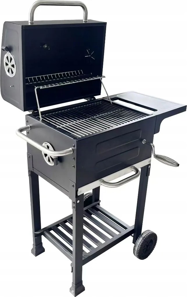 Faszenes Kerti Grill Kandalló Hamutartó Dupla Grillrács Fedél