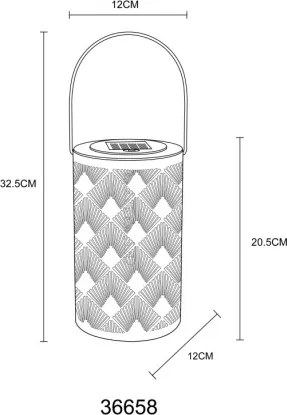 Globo 36658 Solar lámpa fém fekete matt, műanyag fekete, fém aranyszínű, nyomáskapcsoló, tűzhatás, beépített elem AA 600mAh 1.2V, IP44, függesztett vagy álló lámpa, ø: 120mm, M: 325mm, tartozék: 20x LED 0.5W 3V, 3000K